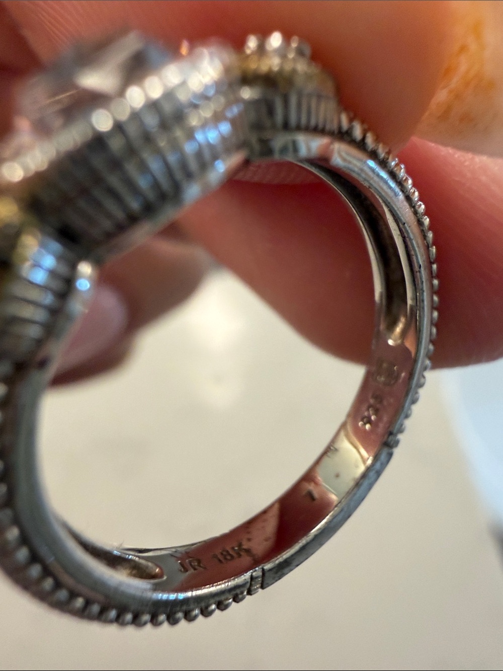 Vintage JR Judith Ripka Sterling 925 18K Light Pink Crystal Ring | Size 7 - Picture 3 of 7